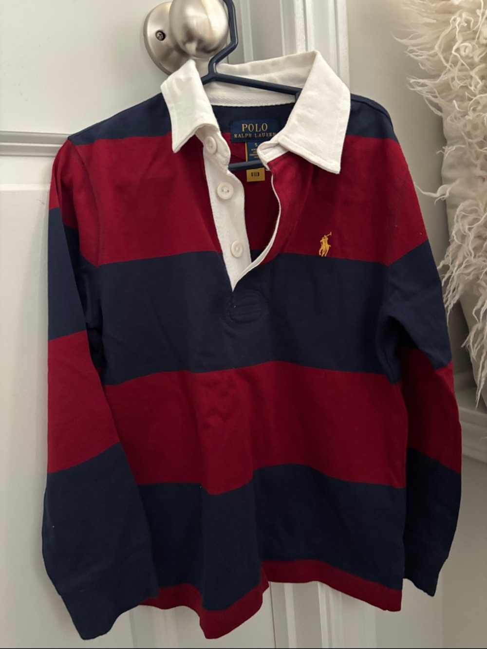 Polo by Ralph Lauren Red & Navy Striped Long-Sleeve Rugby Shirt
